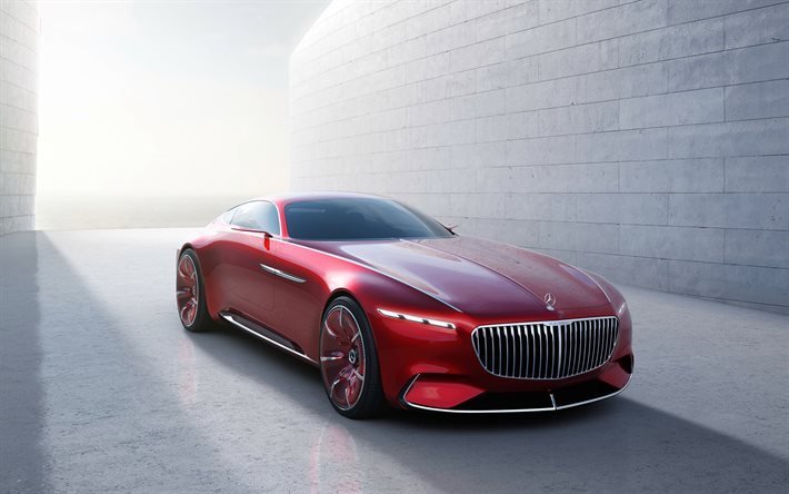 mercedes-benz vision maybach 6, 2016, konzept, luxus-auto, rot mercedes, coupe