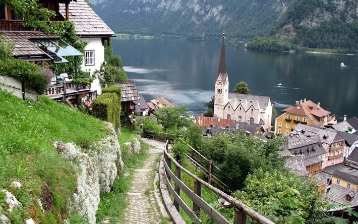 hallstatt, alpine village, austria