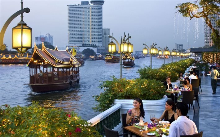 tables, bangkok, promenade, capitale de la tha&#239;lande