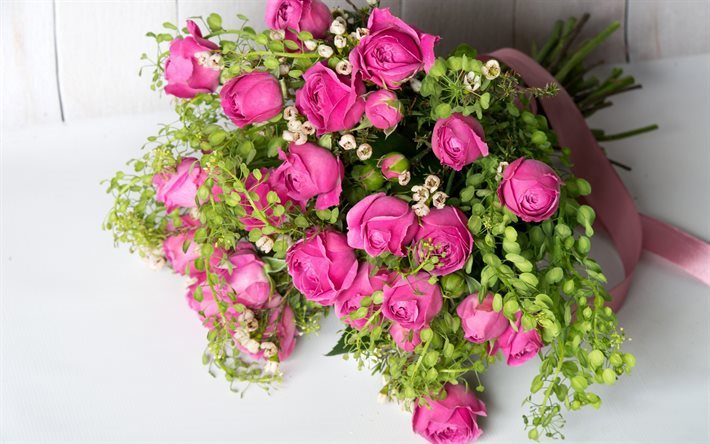 rosas de color rosa, rosa ramo de flores, flores rosas, rosas