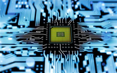 chip del computer, 4k, macro, PCB, microcircuito, microchip, verde chip, close-up, chip, scheda madre