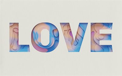 love abstract word, gray paper background, love background, abstract letters