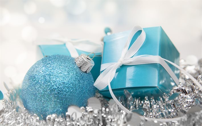 blue Christmas balls, Christmas, New Year, Christmas decorations