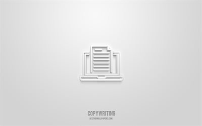 Copywriting 3d icon, white background, 3d symbols, Copywriting, networks icons, 3d icons, Copywriting sign, networks 3d icons
