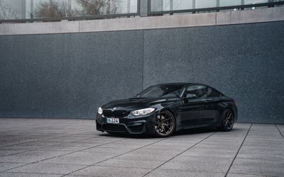 BMW M4, F82, front view, black M4 F82, exterior, German cars, BMW