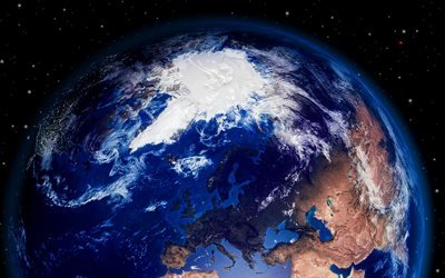Terre depuis l&#39;espace, galaxie, Europe depuis l&#39;espace, science-fiction, univers, NASA, Groenland depuis l&#39;espace, plan&#232;tes, Terre 3D
