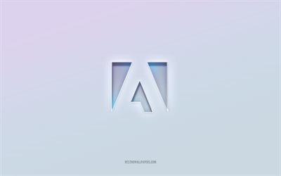 Adobe logo, cut out 3d text, white background, Adobe 3d logo, Adobe emblem, Adobe, embossed logo, Adobe 3d emblem
