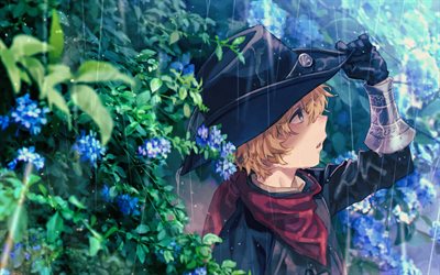 Archer, rain, Fate Series, Fate Grand Order, artwork, TYPE-MOON