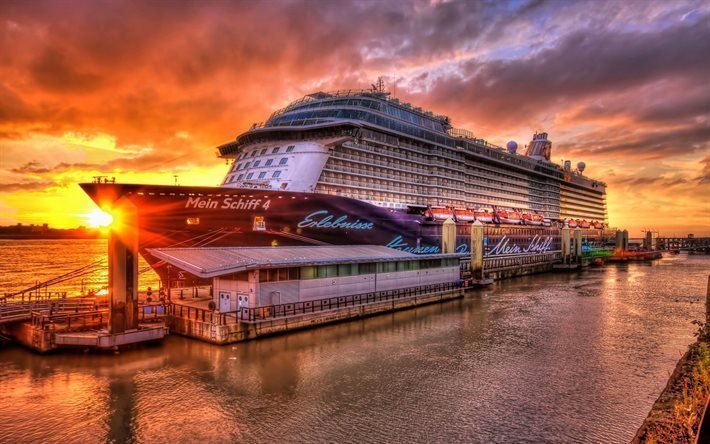 dawn, pier, cruise liner, liverpool