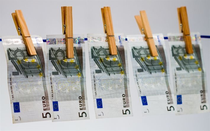 money, clothespins, banknotes, euro