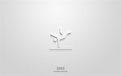 Dance 3d icon, white background, 3d symbols, Dance, sport icons, 3d icons, Dance sign, sport 3d icons