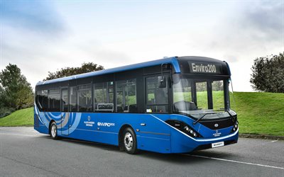 alexander dennis enviro200, autobus passeggeri, autobus 2022, hdr, trasporto passeggeri, autobus blu, alexander dennis
