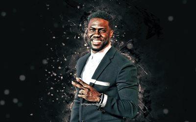 Kevin Hart, 4K, american actor, white abstract rays, movie stars, Hollywood, Kevin Darnell Hart, american celebrity, creative, Kevin Hart 4K