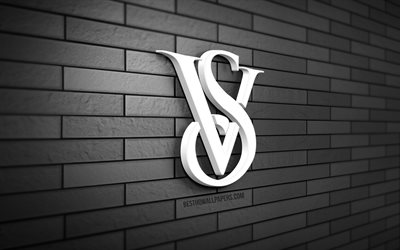 victoria s secret 3d logo, 4k, gray brickwall, creative, brands, victoria s secret logo, 3d art, victoria s secret