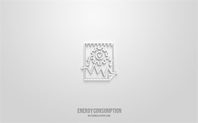energif&#246;rbrukning 3d ikon, vit bakgrund, 3d symboler, energif&#246;rbrukning, energi ikoner, 3d ikoner, energif&#246;rbrukning tecken, energi 3d ikoner