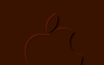 logo apple orange, 4k, cr&#233;atif, minimal, arri&#232;re-plans orange, logo apple 3d, minimalisme apple, logo apple, apple