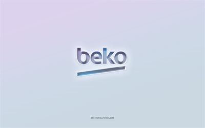 beko-logo, leikattu 3d-teksti, valkoinen tausta, beko 3d-logo, beko-tunnus, beko, kohokuvioitu logo, beko 3d-tunnus