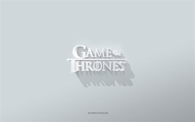 game of thrones-logo, wei&#223;er hintergrund, game of thrones 3d-logo, 3d-kunst, game of thrones, 3d-game of thrones-emblem, kreative kunst, game of thrones-emblem
