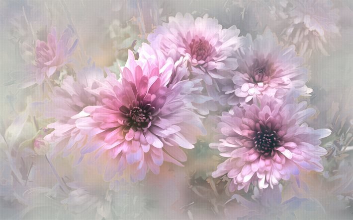 pastel, texture, flowers
