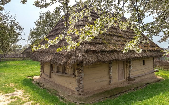 old hut, ukraine, adobes, strikha, straw, ukrainian village, house