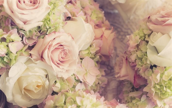 a bouquet of roses, wedding bouquet, bouquet free, roses, beige rose, pink roses, rose