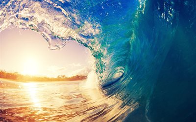 wave inside, ocean, sunset, evening, water concepts, waves