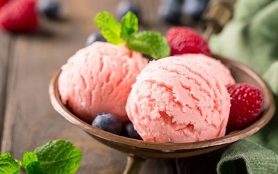 raspberry ice cream, berries, dessert, ice cream berries, raspberries