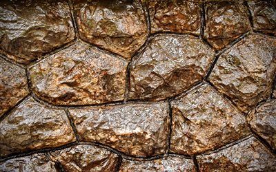bruna stenar, 4k, makro, stenv&#228;gg, stora stenar, brun stenstruktur, stenar texturer, stenbakgrunder, svarta stenar, stenar bakgrunder, stenar