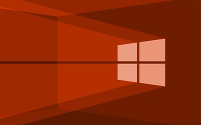 4K, Windows 10 orange logo, orange abstract background, minimalism, Windows 10 logo, Windows 10 minimalism, Windows 10