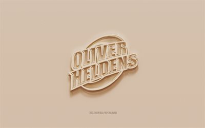 Oliver Heldens logo, brown plaster background, Oliver Heldens 3d logo, musicians, Oliver Heldens emblem, 3d art, Oliver Heldens
