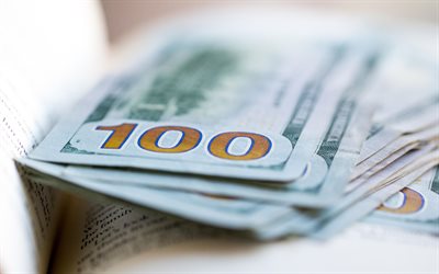 100 dollari americani, banconote, concetti finanziari, denaro, banconota da 100 dollari, sfondo con dollari, sfondo monetario