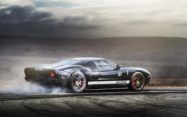 Ford GT, drift, smoke, supercars, Ford