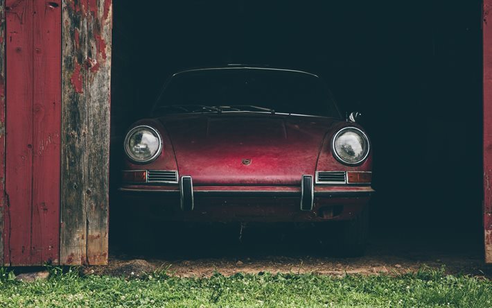 Porsche 911S, garage, supercars, abandoned car, Porsche
