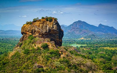 Pidurangala Rock, 4k, la hermosa naturaleza, HDR, rocas, Sigiriya, Sri Lanka, asia, Sri Lanka monumentos