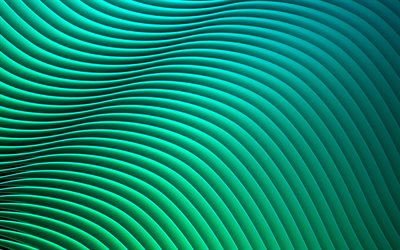 vagues abstraites turquoises, cr&#233;atives, textur&#233;es ondul&#233;es, motif de vagues, arri&#232;re-plan avec vagues, textures 3d, textures de vagues, texture 3d de vagues