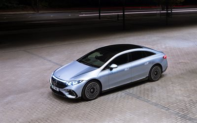2022, Mercedes-Benz EQS, front view, exterior, electric cars, silver EQS, German cars, Mercedes-Benz