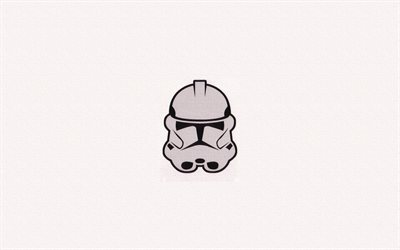 Stormtrooper, 4k, minimal, creative, white backgrounds, Stormtroopers, Stormtrooper minimalism
