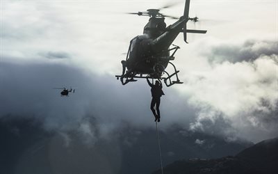 Mission Impossible Fallout, 2018, Tom Cruise, scene with a helicopter, new movies, screenshots, poster, promo
