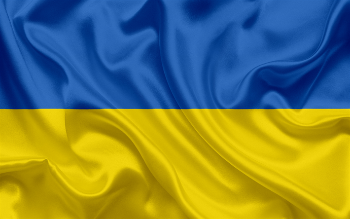 Bandeira ucraniana, Ucr&#226;nia, Europa, s&#237;mbolos nacionais, seda bandeira