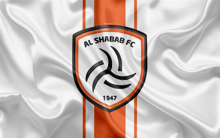 Al-Shabab FC, 4K, Saudi Football Club, logo, emblem, Saudi Professional League, football, Riyadh, Saudi Arabia, silk texture