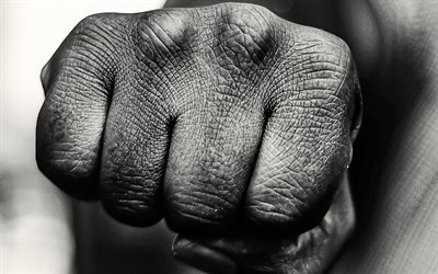 fist, monochrome, strength concepts, punch, black and white fist, hand
