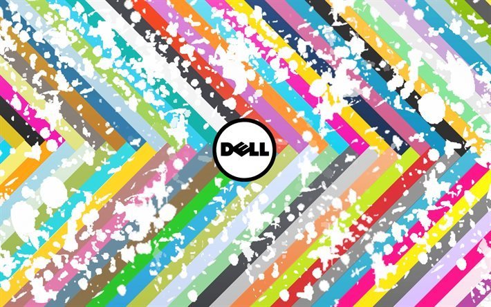 dell, logo, emblem, abstract background, lines