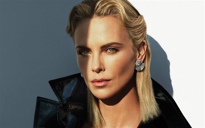 Charlize Theron, actrice Am&#233;ricaine, belle femme, portrait, make-up