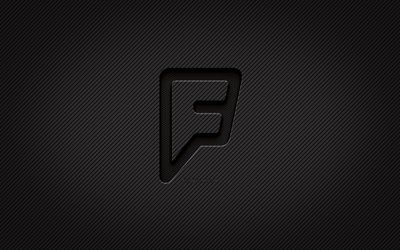 Foursquare carbon logo, 4k, grunge art, carbon background, creative, Foursquare black logo, social network, Foursquare logo, Foursquare