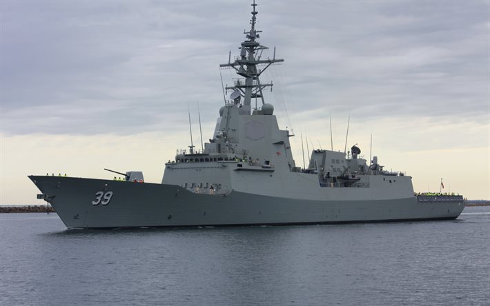 HMAS Hobart, DDGH 39, johtaa aluksen, air warfare h&#228;vitt&#228;j&#228;&#228;, sota, uusia aluksia, Royal Australian Navy
