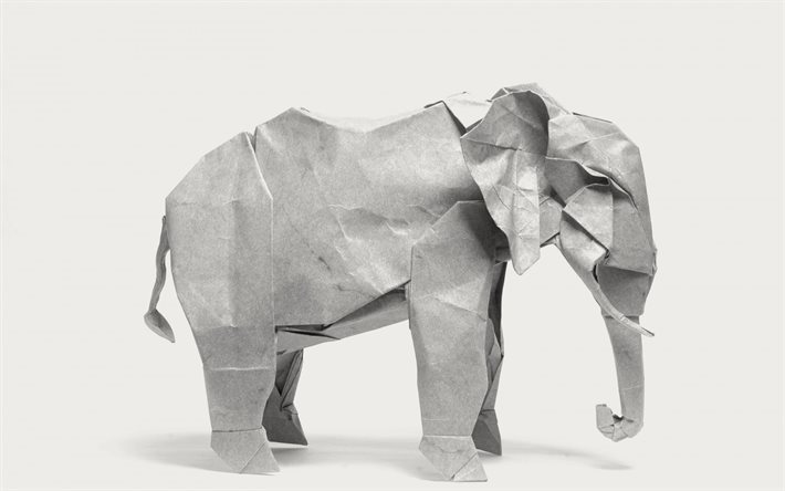 elephant, origami, paper elephant, paper animal