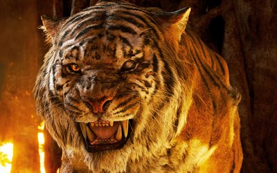 tiger, 4k, predators, fire, The Jungle Book