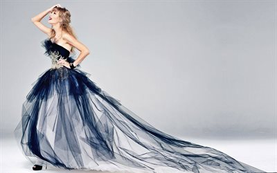 تايلور سويفت, المغني الأمريكي, التقطت الصور, الجميل فستان أزرق, النجمة الأمريكية, المغني