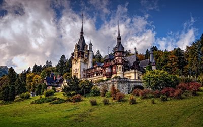 Peles Castle, 4k, summer, beautiful nature, Sinaia, Romania, Europe, Castelul Peles