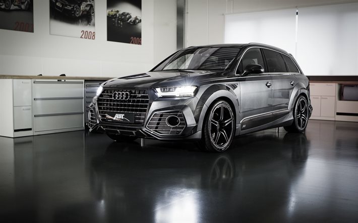 Audi Q7, 2016, Negro Q7, ABT, el ajuste de crossover, los coches alemanes, el Audi